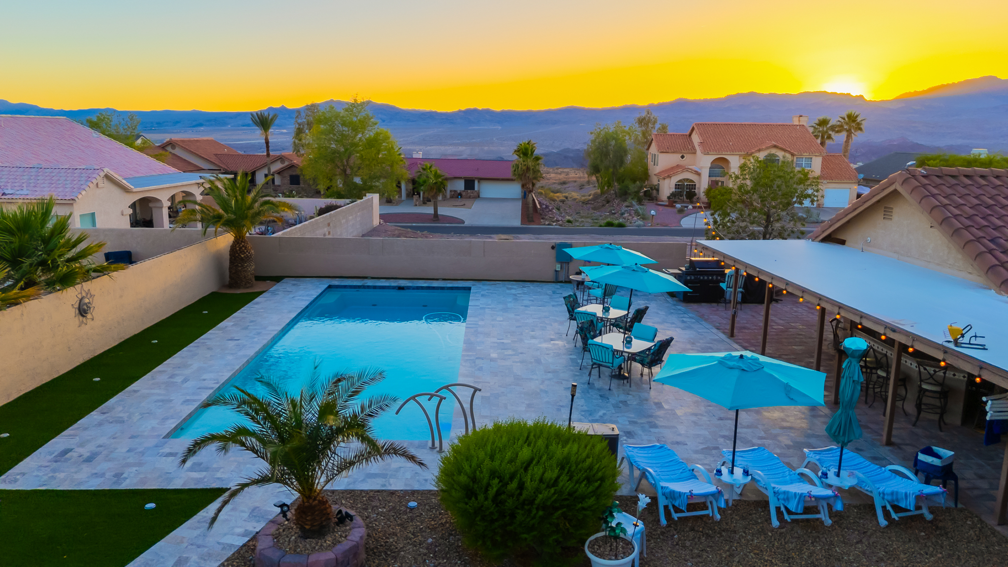 Luxury spillover spa beside a pool